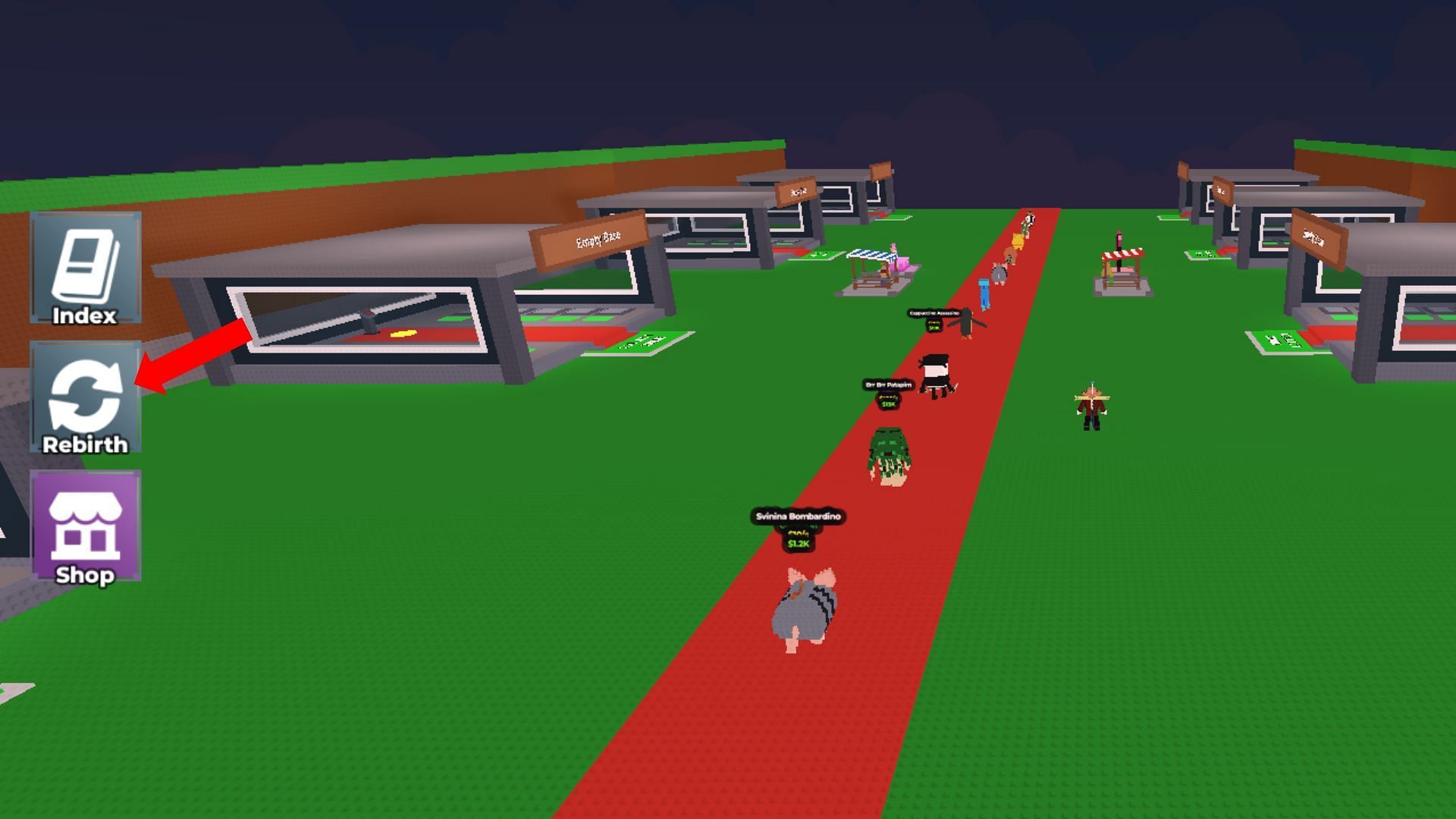 Press the Rebirth button on the left side (Image via Roblox)
